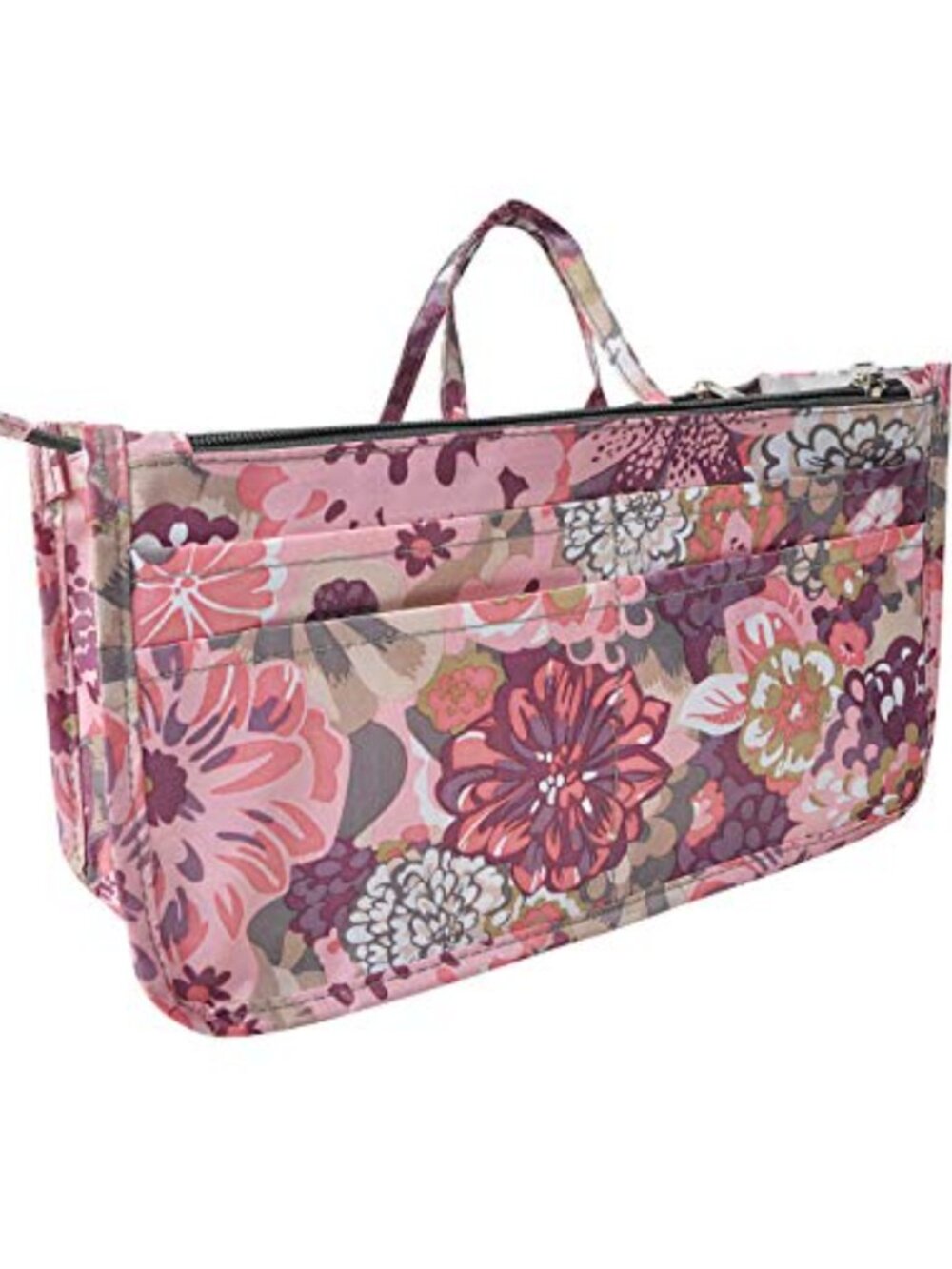 Nylon Handbag Organizer Insert with Zipper & Handle for Tote Purse